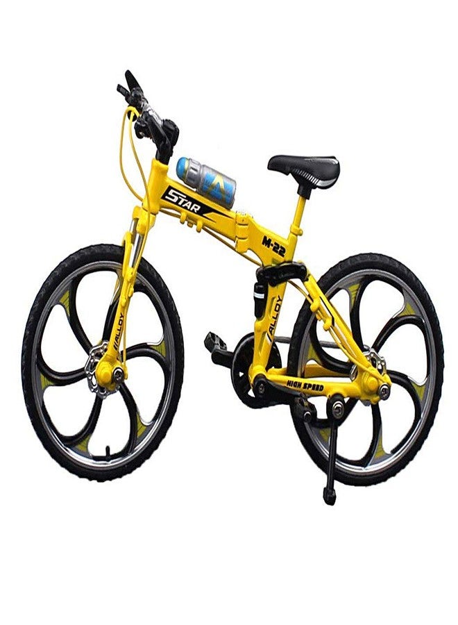 Lynkaye 1pcs Mini Bike Finger Mountain Bike Zinc Alloy Finger Mountain Bike Mini Bicycle Model Cool Boy Toy Decoration Crafts for Home，Bedroom, Living Room, Office, Study Decoration (Yellow) - Image 1